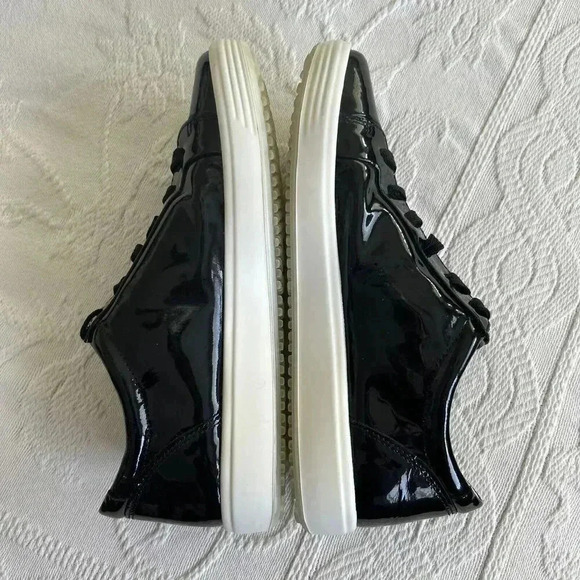 ECCO Soft 7 Womens Size 37 (US 6-6.5) Black Patent Leather Casual Sneakers Shoes - Picture 5 of 14